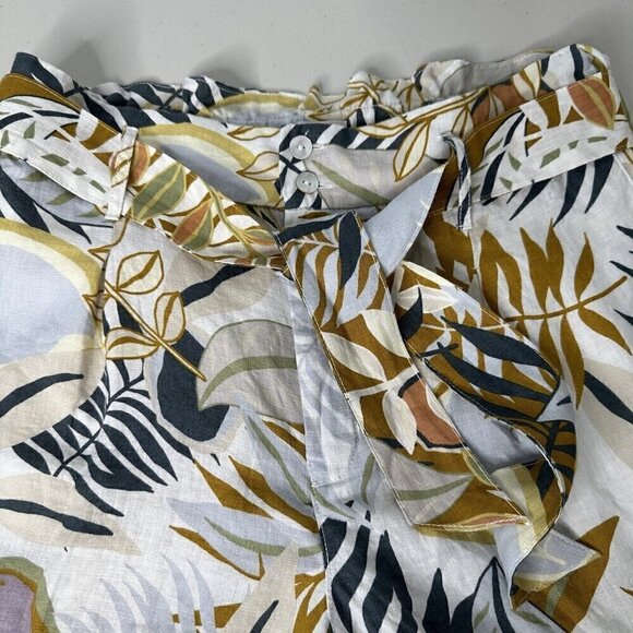 C&C California Shorts Linen Tropical Palm Print Belted XL Paper bag - Picture 2 of 11